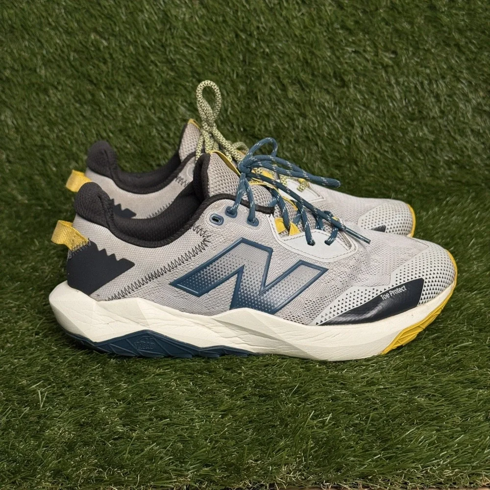 New Balance Shando Men Gray Blue Yellow Mesh Trail Running Sneakers Size 11